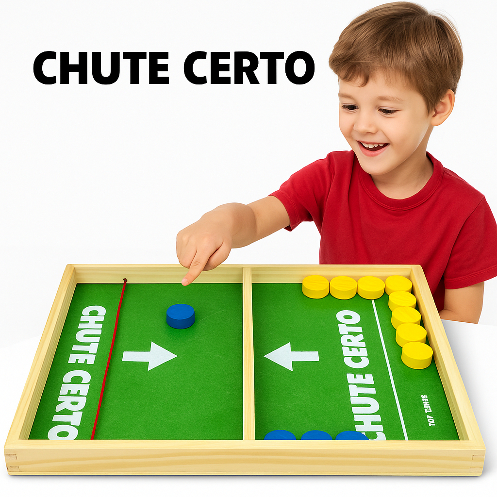 Chute Certo Jogo de Futebol com Elástico em Madeira para Coordenação e Diversão em Família Toy Trade
