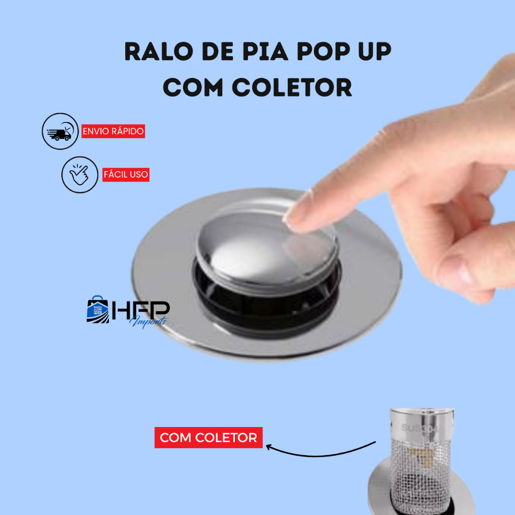 Válvula Pia De Aço Inoxidável POP UP Com Coletor De Resíduos/Filtro Anti-Colog Para Banheira/Banheiro/Lavatorio/Pia