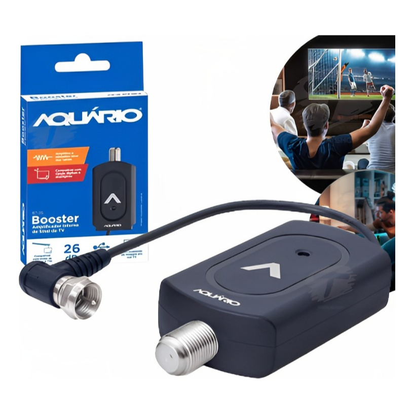 Booster Amplificador De Sinal Antena Tv Digital Externa Uhf AQUARIO BT-26 potente