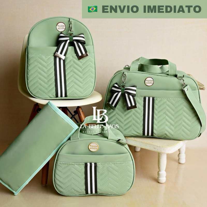 kit bolsa maternidade com 4 peças alta elegância,mochila maternidade bolsa pequena e trocador(AD 4P)