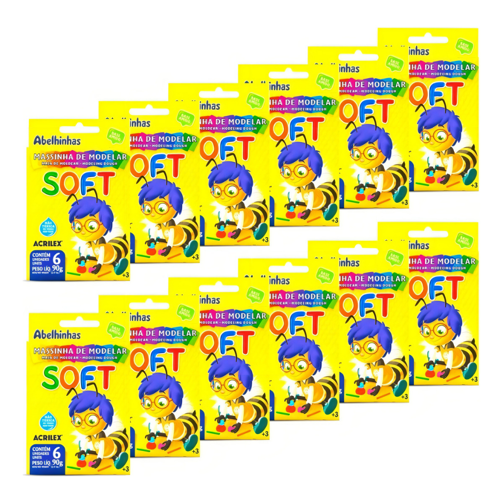 Kit 12 Massinha Soft 6 Cores Acrilex