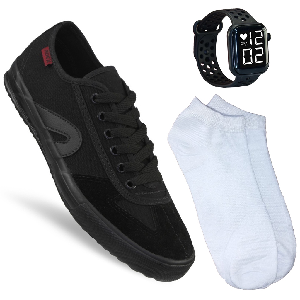 Kit Tênis Adex Vulcanizado de Futsal Casual Adulto Sola Ante Derrapante + Relógio + Meia