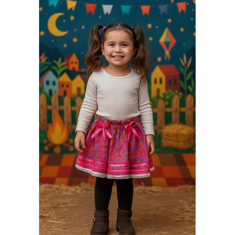 Saia infantil Festa Junina/ Quadrilha/ caipira/ Julina / fantasia - estampas variadas