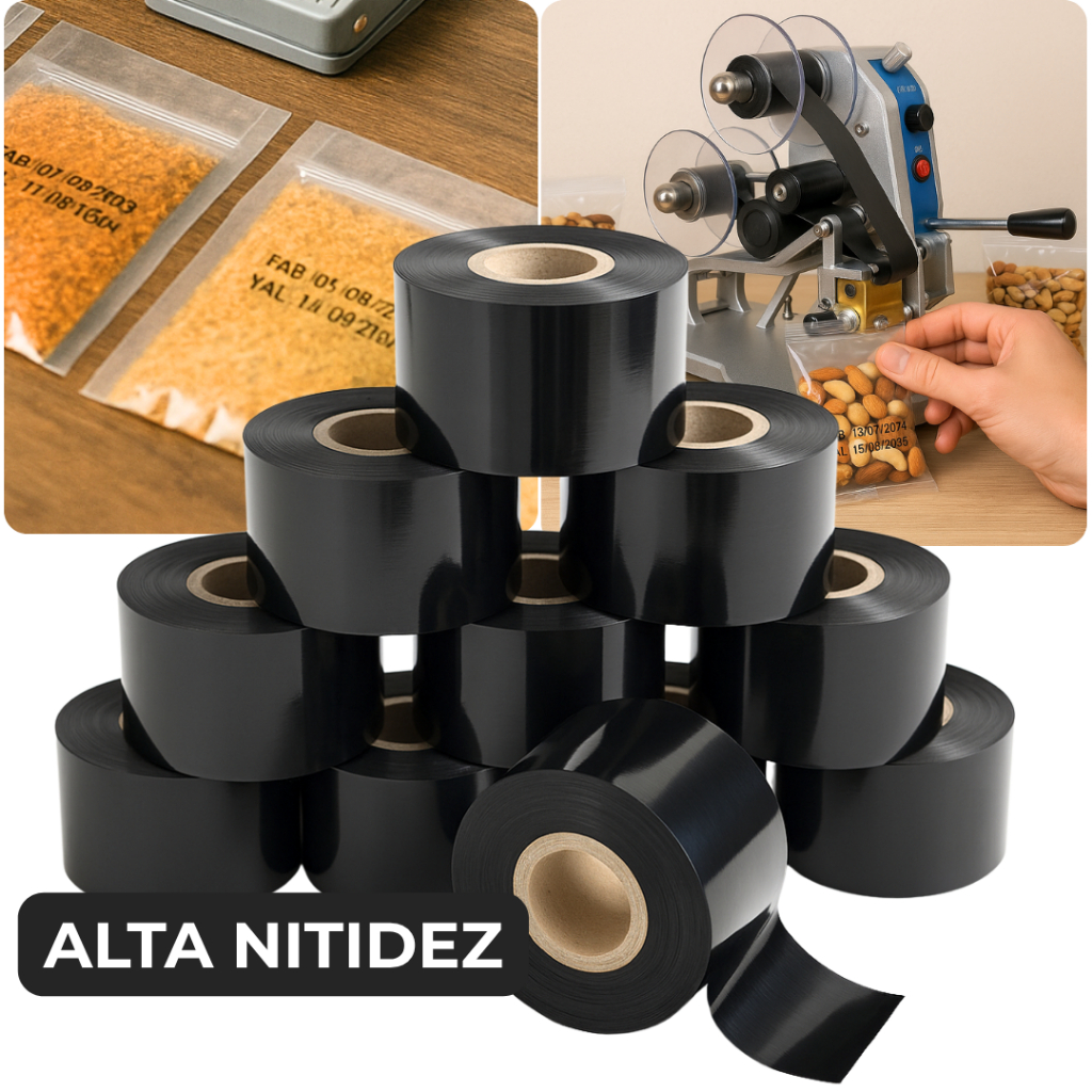 Fita Ribbon Preta Datadora 35mm x 122 Metros Modelos HP23 HP241 HP351 DY8B 280P