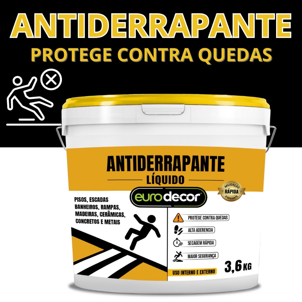 Anti Derrapante Incolor 1KG ou 3.6KG Alta Performance para Pisos Escorregadios e Externos