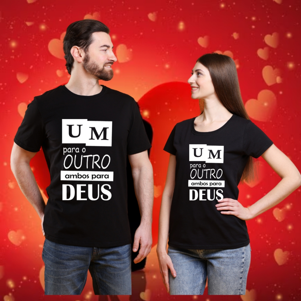 Camiseta Kit Casal Um Para o Outro Ambos para Deus Blusa 100% Algodão Premium Envio Imediato