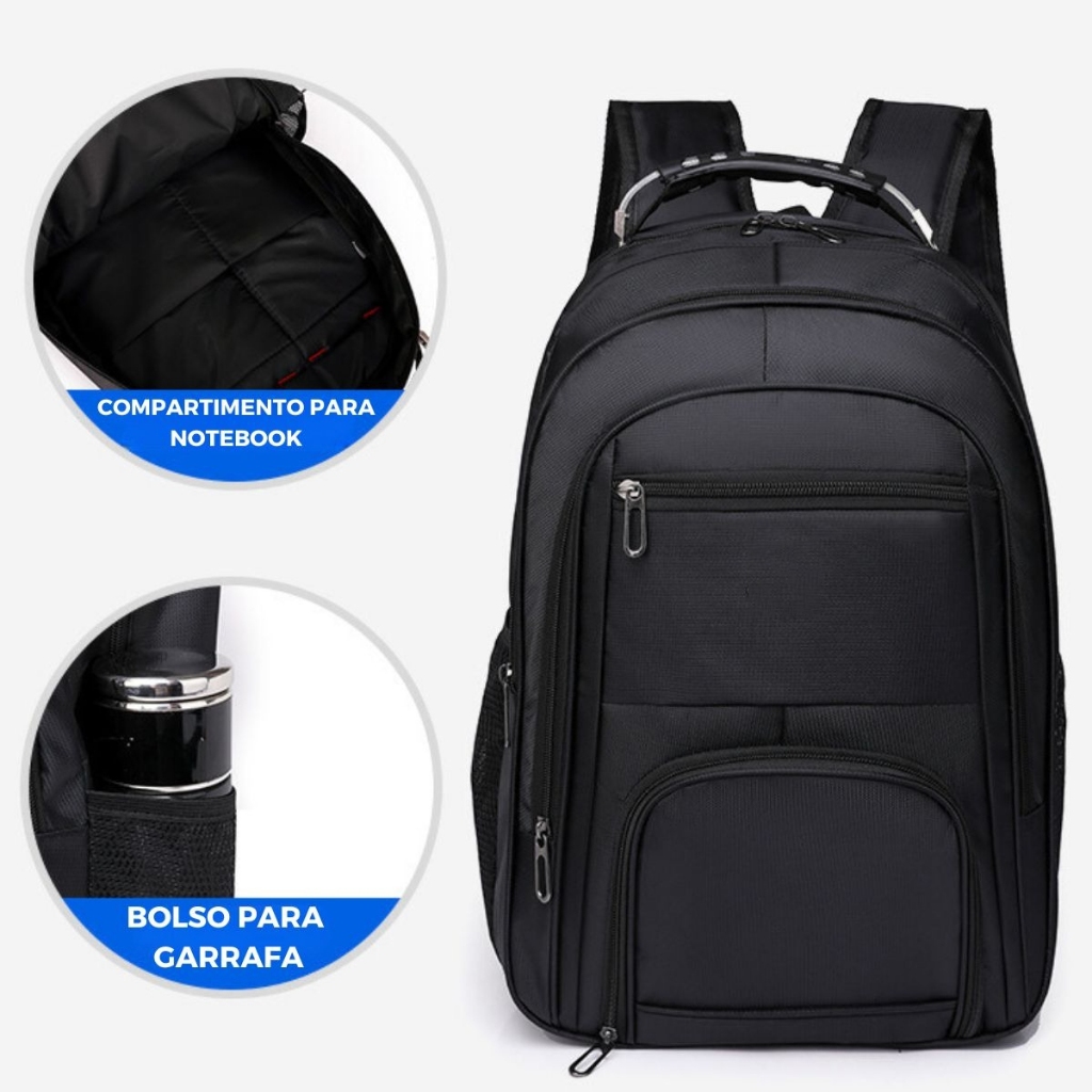 Mochila Masculina Feminina Grande Escolar Trabalho Faculdade USB Reforçada Resistente a Água