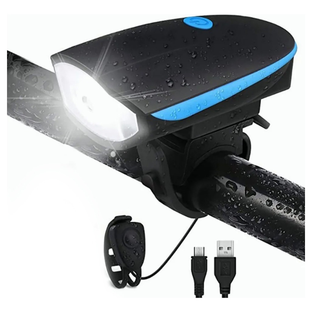 Farol Lanterna Bicicleta Led Usb Recarregável Com Buzina