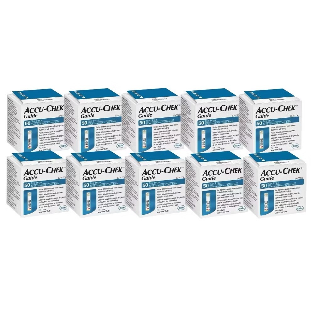 KIT 500 TIRAS (10 CAIXAS) MEDIDOR GLICEMIA  ACCU CHEK GUIDE