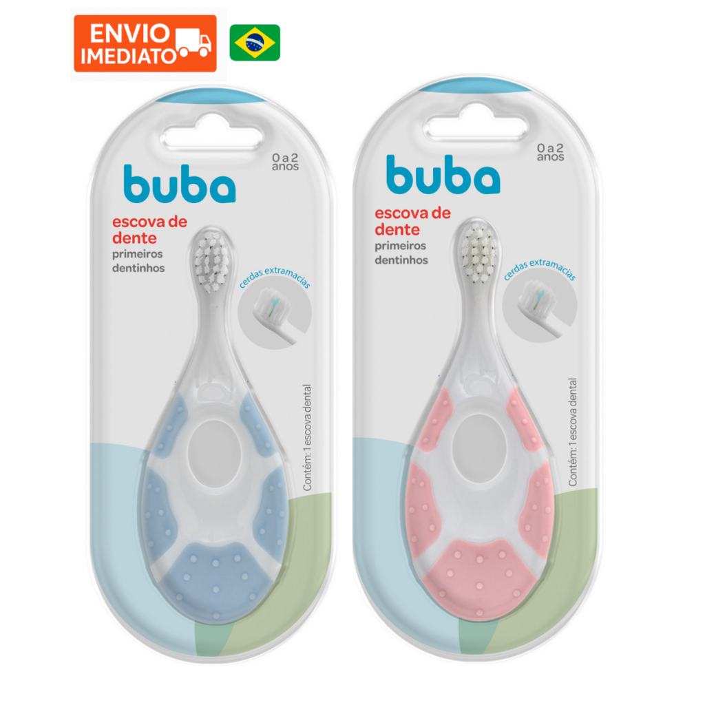 Escova de Dente Buba Higiene Bucal Bebê Menino Menina Escova Dente Escovinha