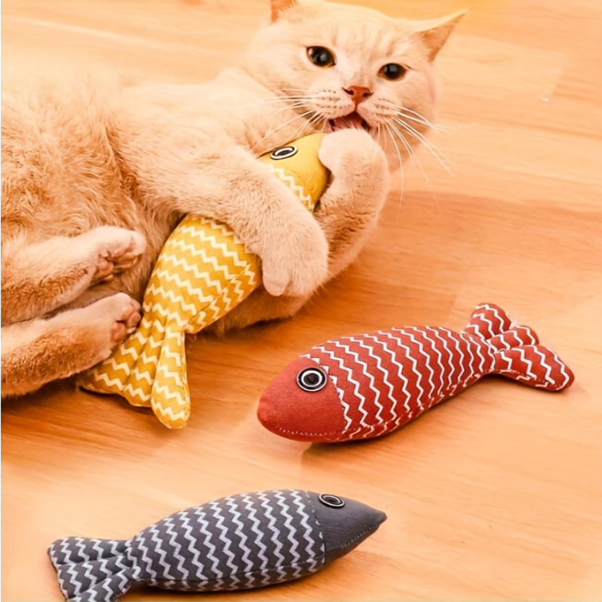 Brinquedo Interativo Formato de Peixe com Catnip LR-0281 - Resistente à Mordida Para Gatos com Erva
