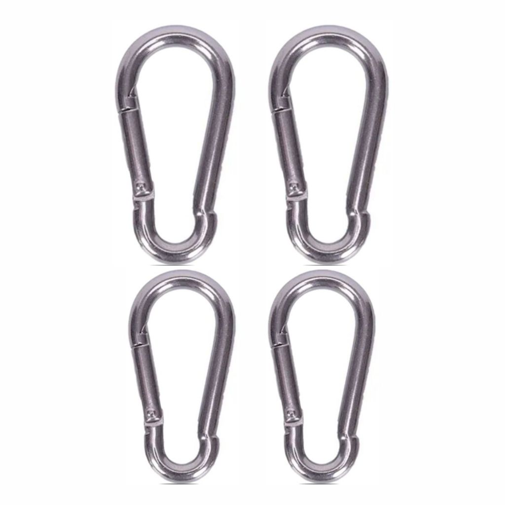 Kit 4 Mosquetão Aço Carbono 8cm 8x80 Trava Simples Academia Suporta 230kg