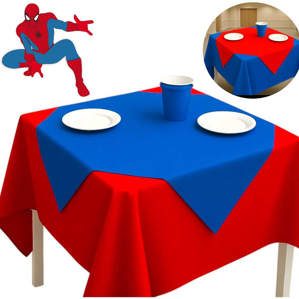 Kit Toalhas de Mesa Homem Aranha 10 Toalhas TNT  (1,40x1,40m) + 10 Cobre manchas (70x70cm) Decoração