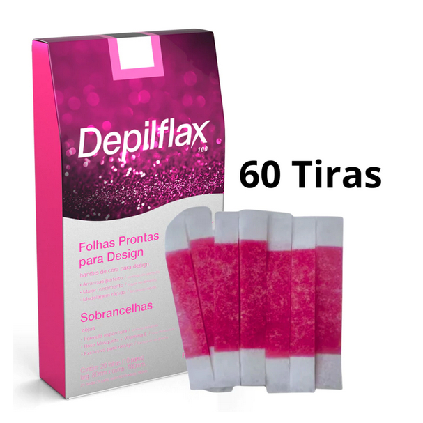 60 Tiras De Cera Para Sobrancelhas e Buço Tutti Frutti Depilflax