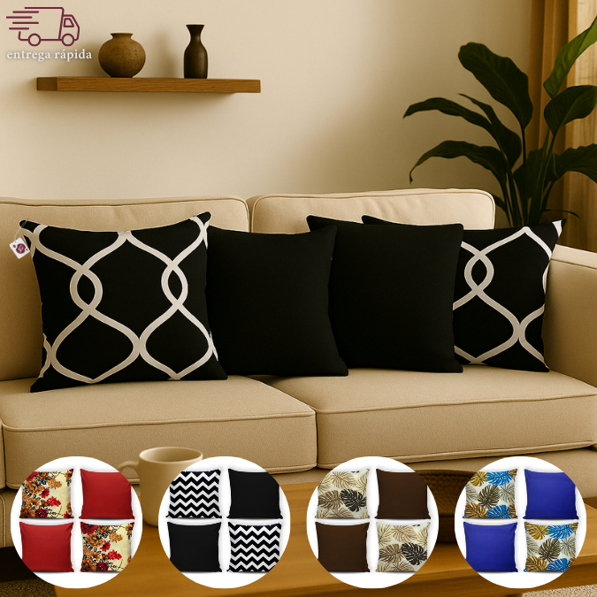 Kit 4 Capa De Almofadas Gorgurinho 45cmx45cm Diversas Cores