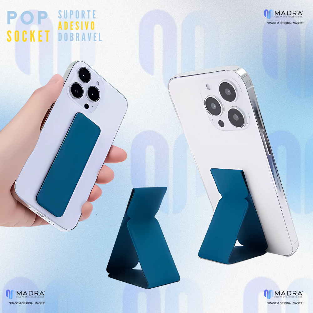 Suporte Adesivo Celular Mão Dedo Smartphone iPhone Android Modelo Slim Liso Imã Articulado