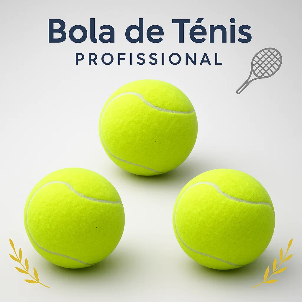 Bola de Tênis Profissional - Conjunto 3 Unidades 6,3cm
