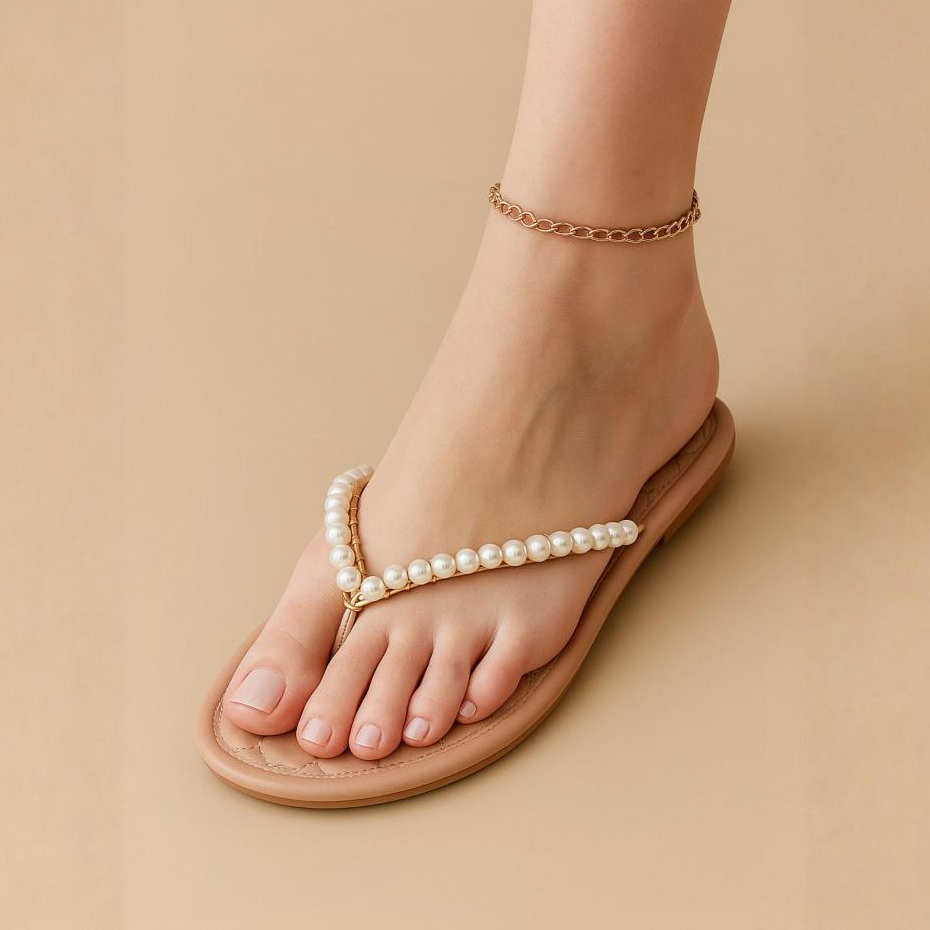 Sandália Com Pedrarias Feminina Chinelo Rasteirinha