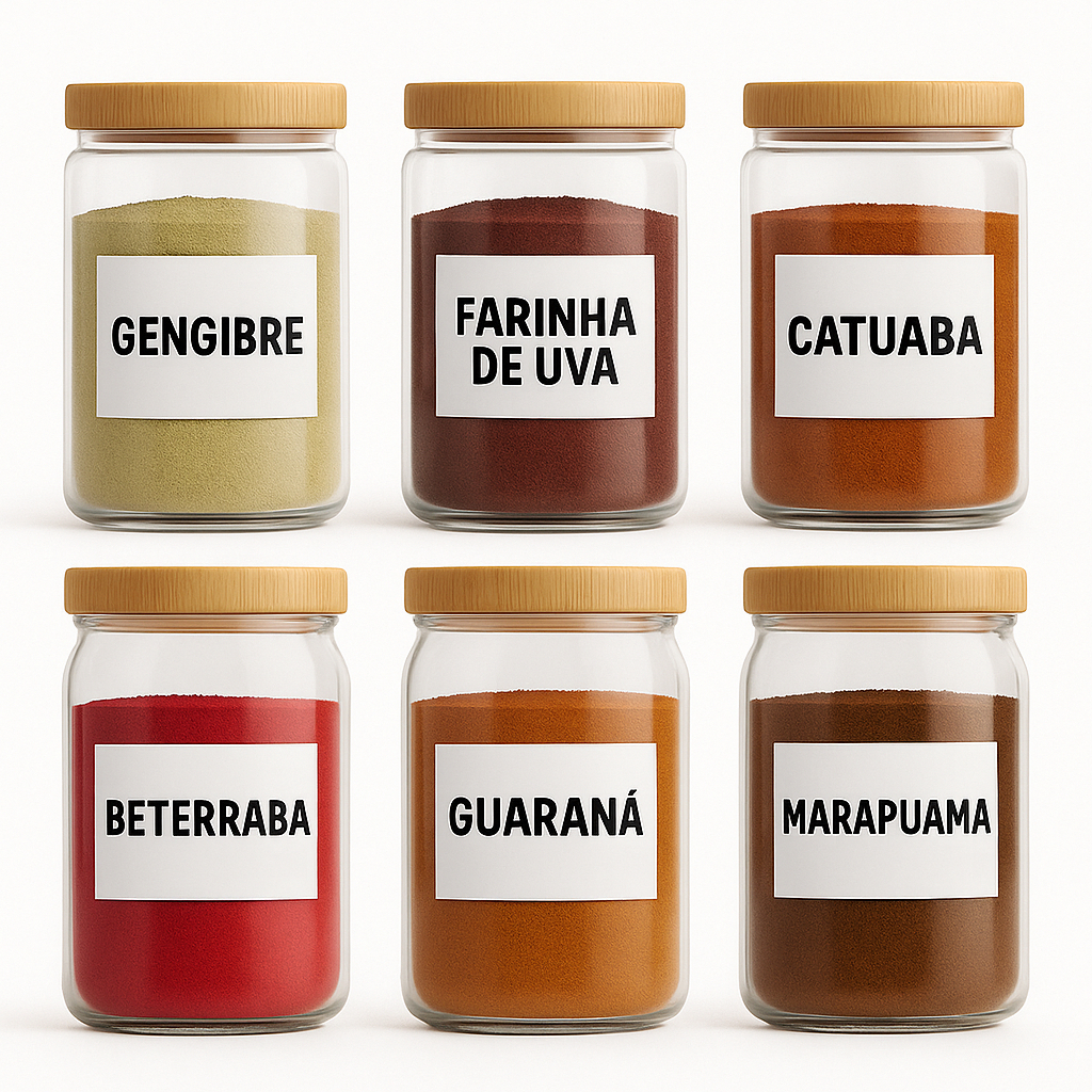 Kit Super Energético Pré Treino Natural Gengibre Guaraná Uva Beterraba Marapuama