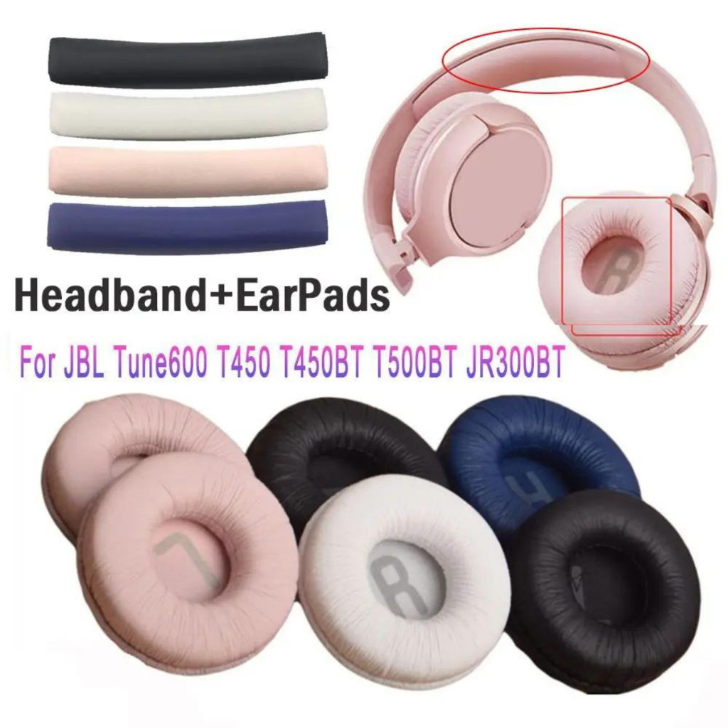 Par Almofada Espuma Para Fone Compatível Jbl Tune600 Bt T500 T510bt T450 T450bt Rosa Azul Branco Preto