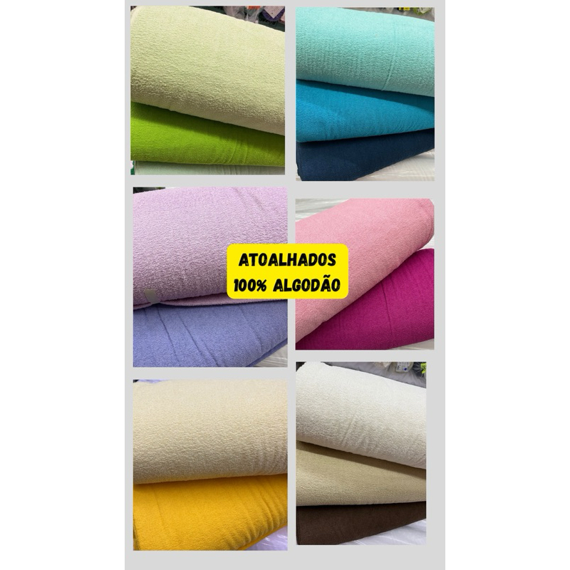 Tecido Toalha de banho Atoalhado 100% algodão - 1m x 1,4m