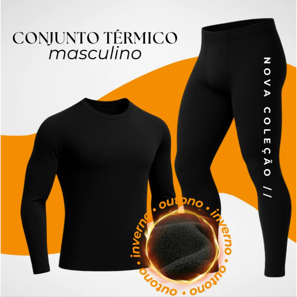 Camisa Térmica Masculina Peluciada Manga Longa Segunda Pele Para Inverno