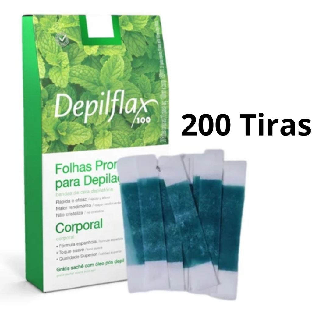 200 Tiras De Cera Pronta Sobrancelhas Buço Hortelã Depilflax