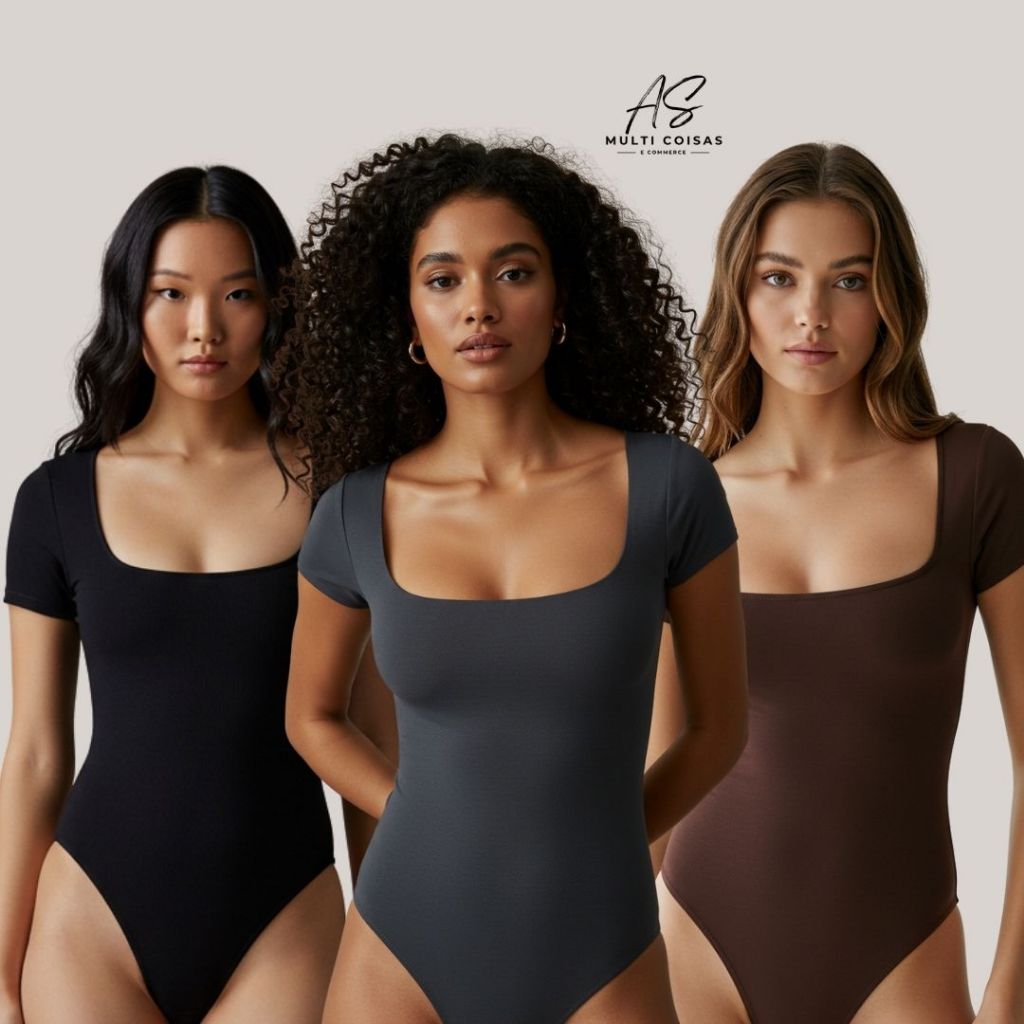 Body Manga Curta - Estiloso Dia a Dia Trabalho e Faculdade Moderno Tecido Suplex Elegante