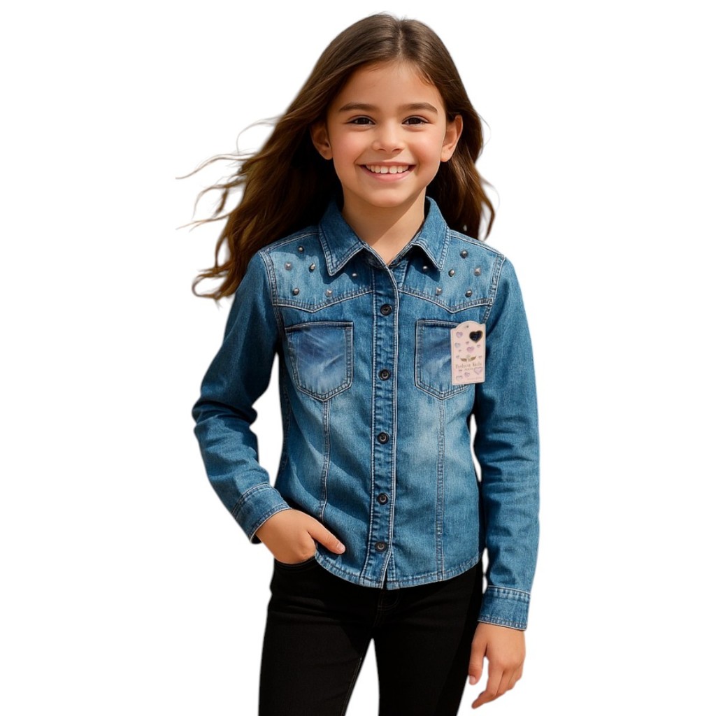 Camisa Jeans de Menina Estilosa Para Qualquer Ocasião , Dia-dia , Escola , Festa Junina e Julina