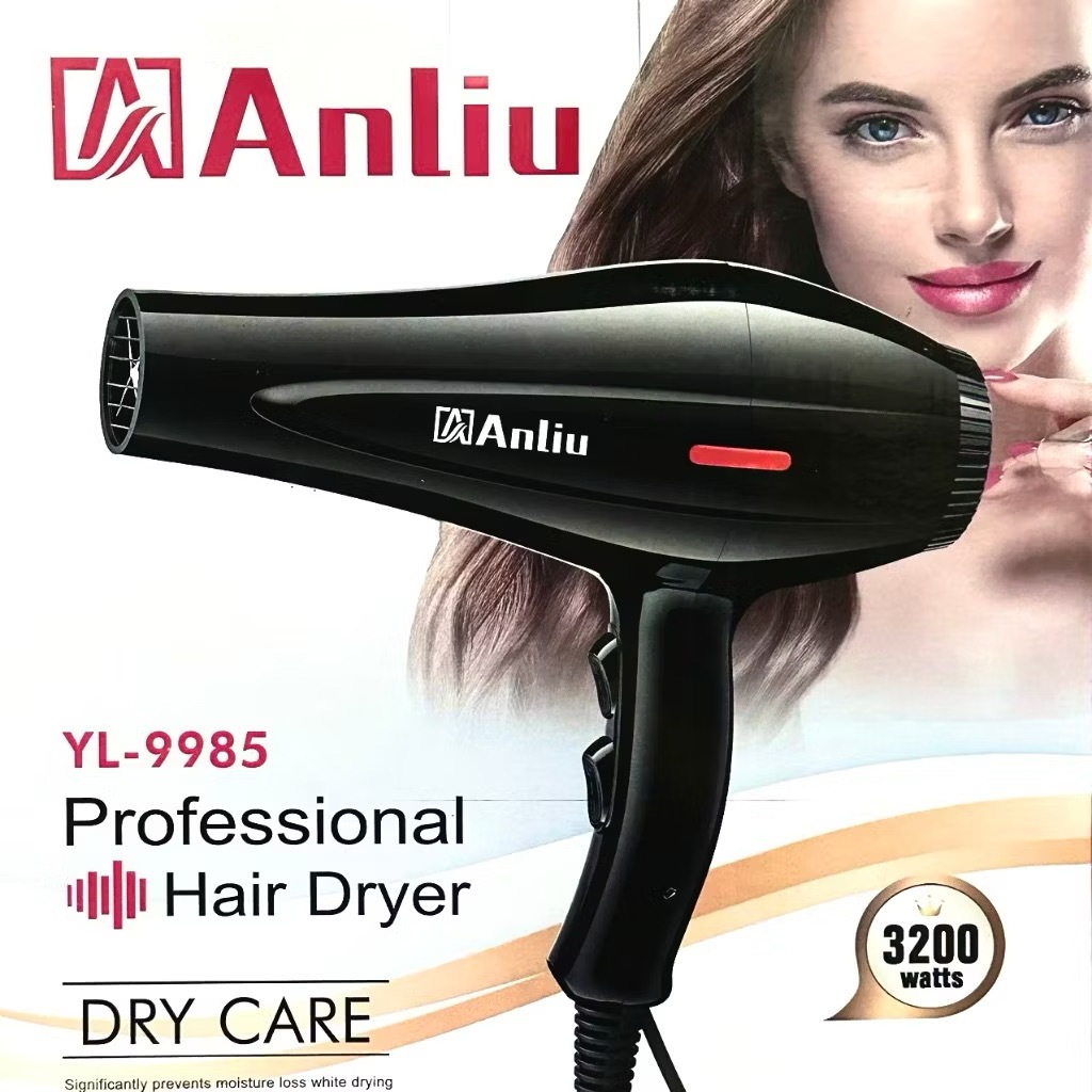 Secador de Cabelo Profissional  Motor de Alta Força Alto Fluxo de Ar 2 Velocidades 3 Temperaturas Anliu
