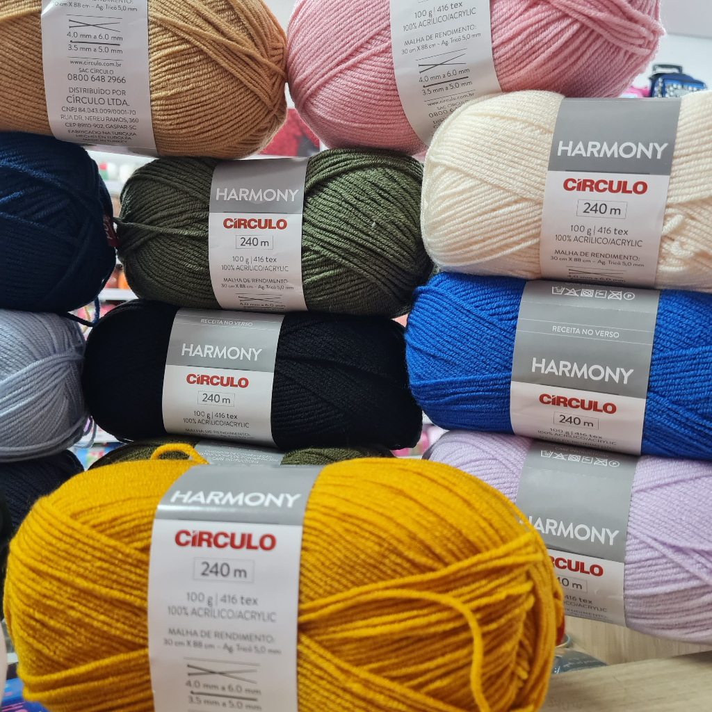 LÃ CIRCULO HARMONY 240m CROCHE ARTESANATO