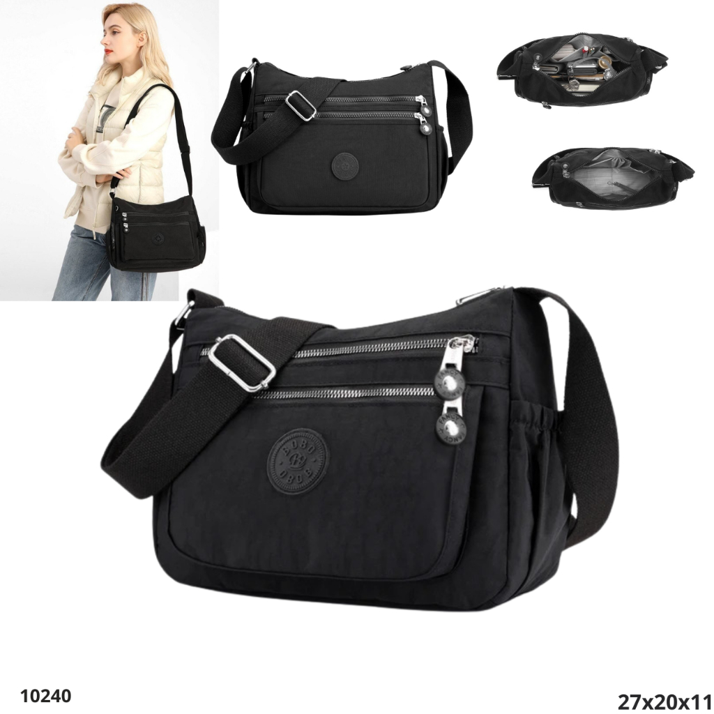 Bolsa Feminina Transversal Impermeável Nylon  Escola Trabalho Faculdade Academia Cores