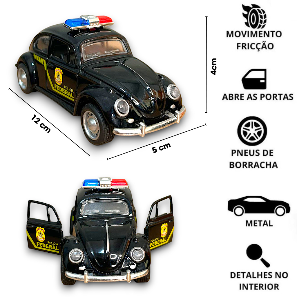 Miniatura Fusca de Polícia Federal - Carrinho de Coleção em Metal