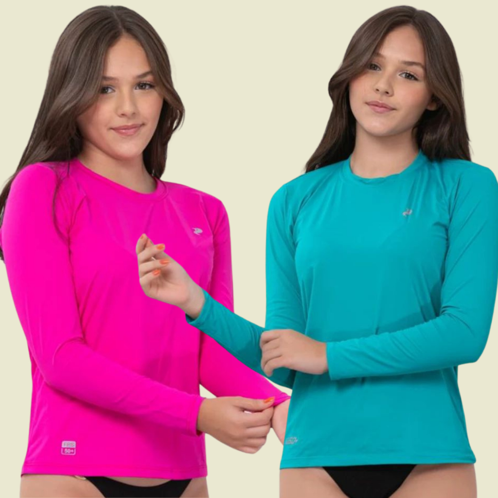 Kit 2 Camisa Térmica 12 ao 16 anos Juvenil UV 50+  Proteção Solar Menina Feminino