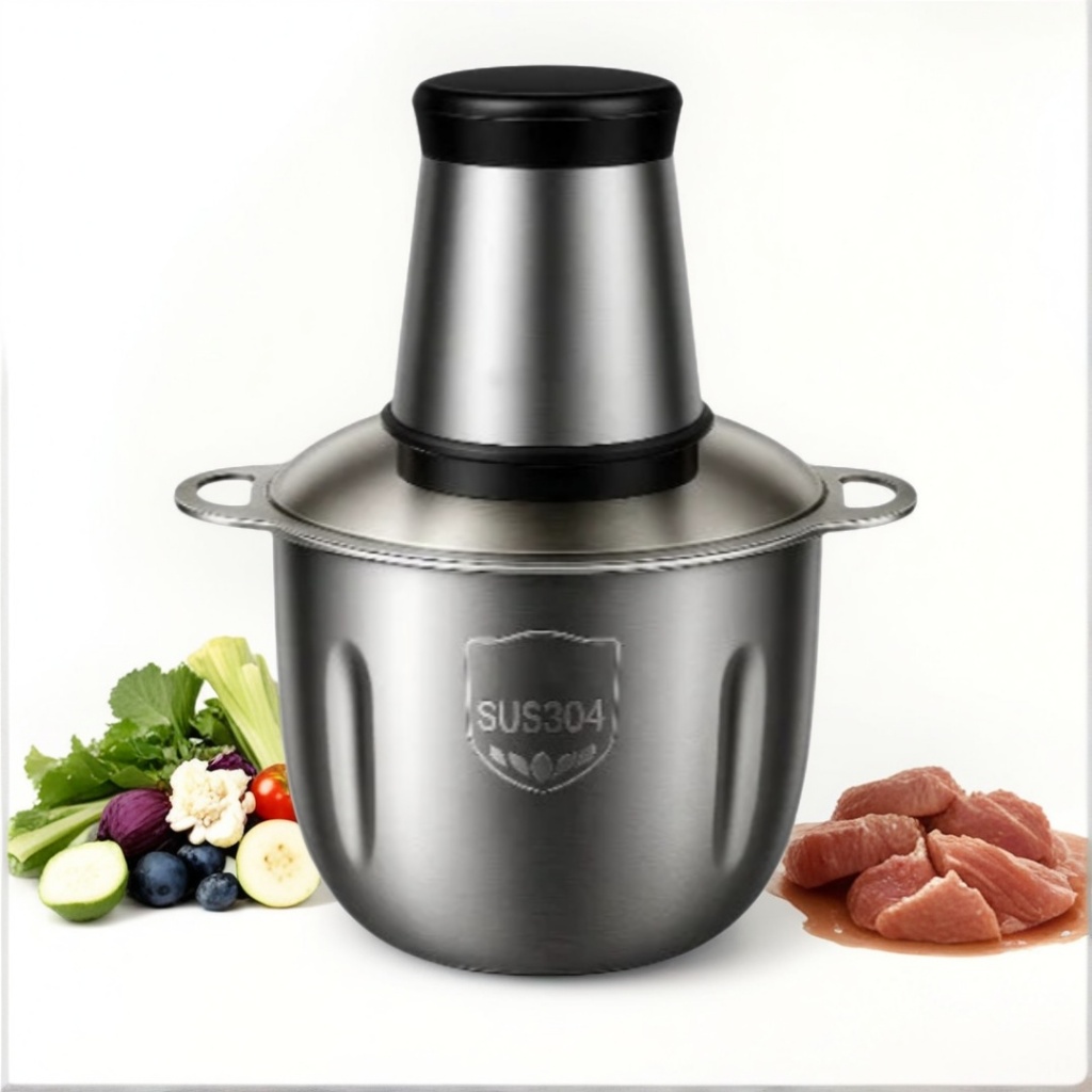 Picador De Alimentos Moedor Elétrico Triturador Potente Carne Legumes Temperos Inox 110v/220v NO BRASIL
