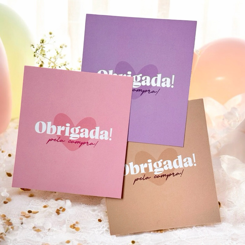 Cartão de agradecimento ao cliente - obrigada pela compra | postal unboxing