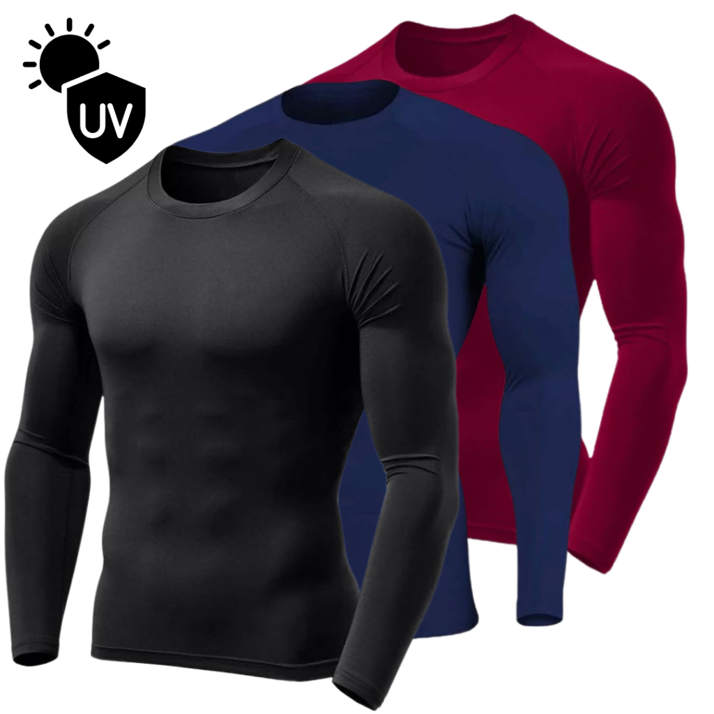 Kit de Camisa Térmica Proteção Uv 50+ Segunda Pele Camiseta Blusa Malha Fria Unissex Academia Manga