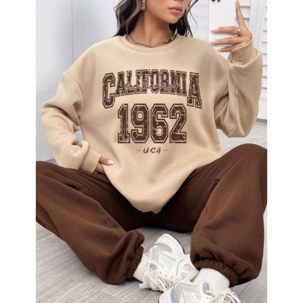 Moletom Feminino Califórnia 1962 Streetwear Minimalista Estiloso E Casual Lançamento Enviamos Rapido