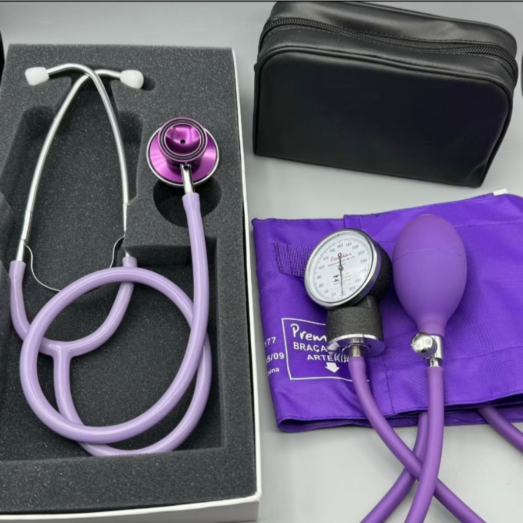 Kit Enfermagem Roxo Conjunto Uma Via Lilás Estetoscópio Esfigmomanômetro Kit Académico Área da Saúde