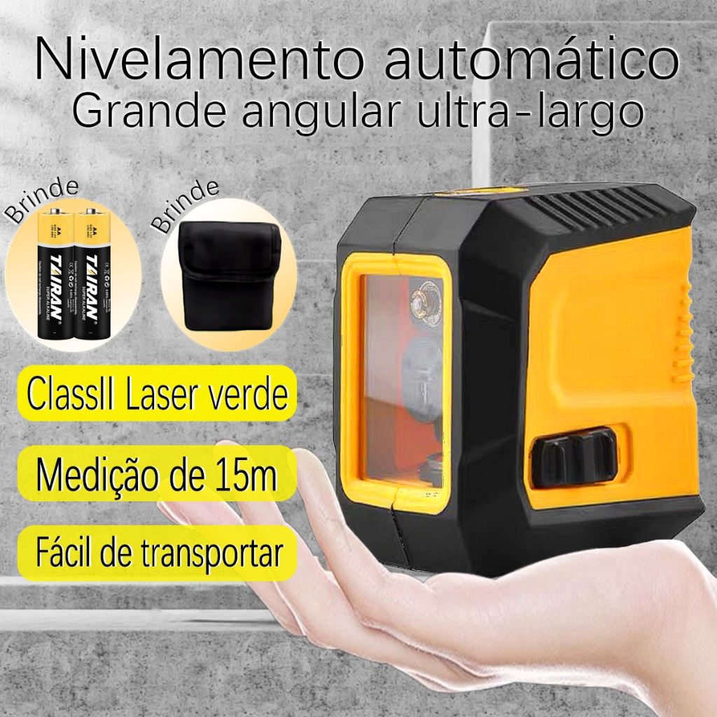 Nível a Laser Profissional Autonivelante 2 Linhas 20 Metros Verde  360 Grau