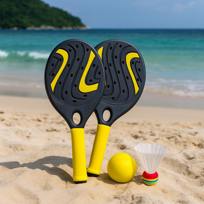 Jogo Raquete Frescobol Badmington Tenis Praia Bolinha Peteca Kit Raquetes Bola Brinquedo Infantil
