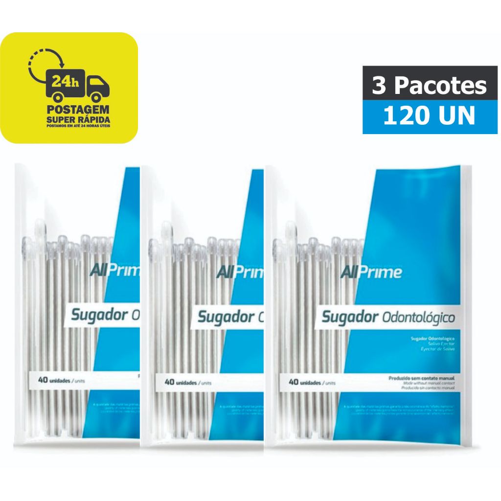 Sugador Descartável Transparente 120 Unidades - AllPrime
