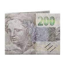 Carteira Estampada De Notas Estrangeiras Dólar Euro Real