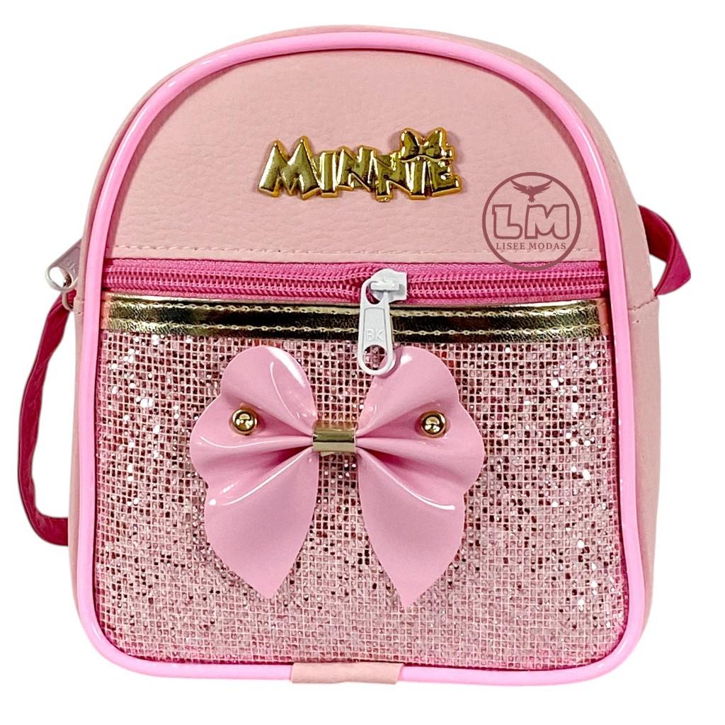 bolsinha infantil Minnie moda bolsa tiracolo transversal alça regulável passeios, escola