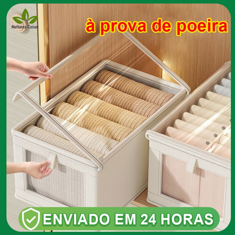 Caixa de armazenamento de tecido Oxford com tampa e janela Caixa de armazenamento dobrável multiuso feita