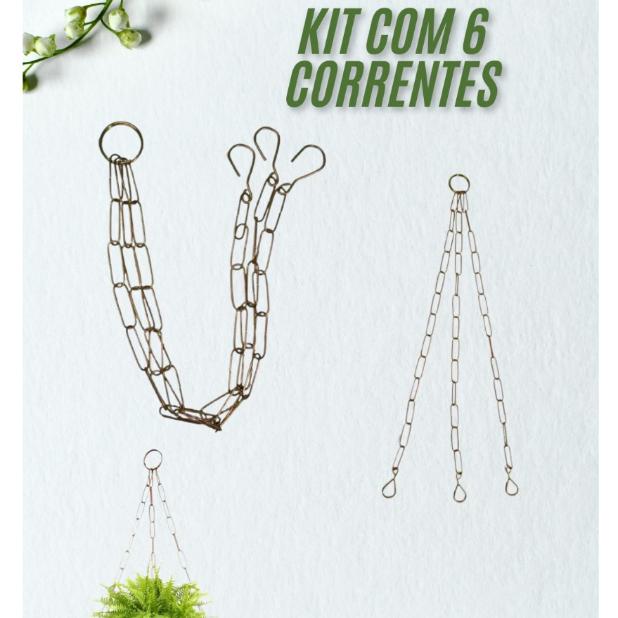 Kit de 6 Correntes Para Vaso de Pendurar de Jardinagem