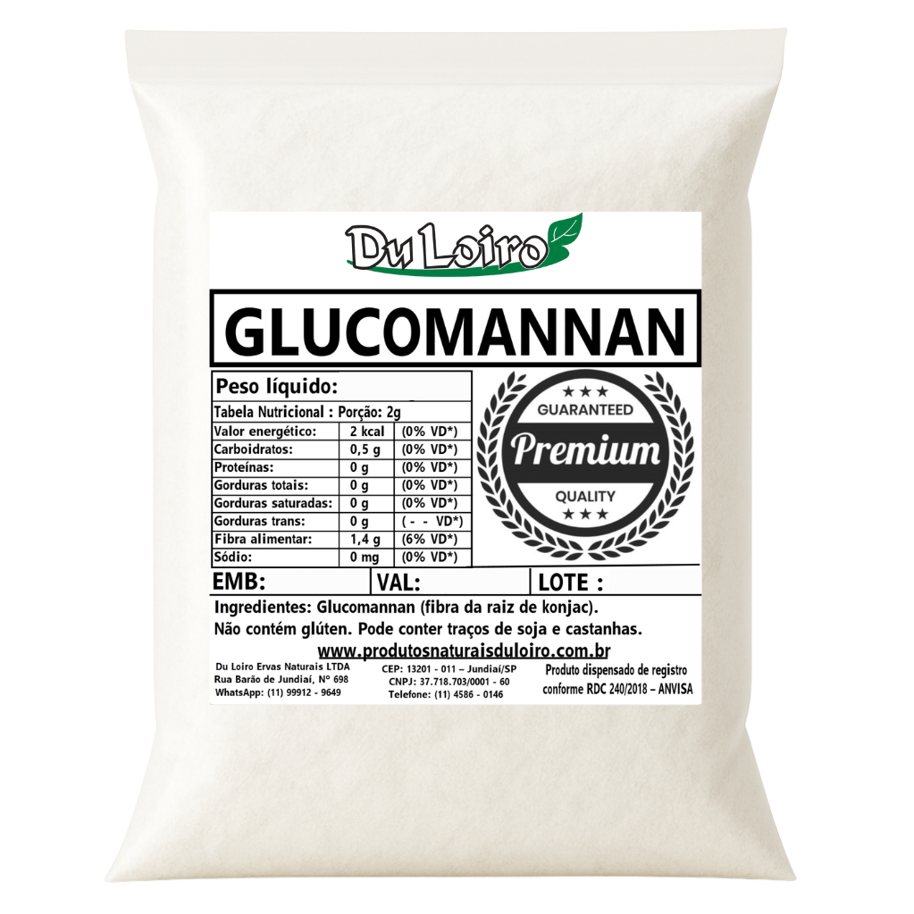 Glucomannan em Pó Puro - Fibras naturais para saciedade (50g)