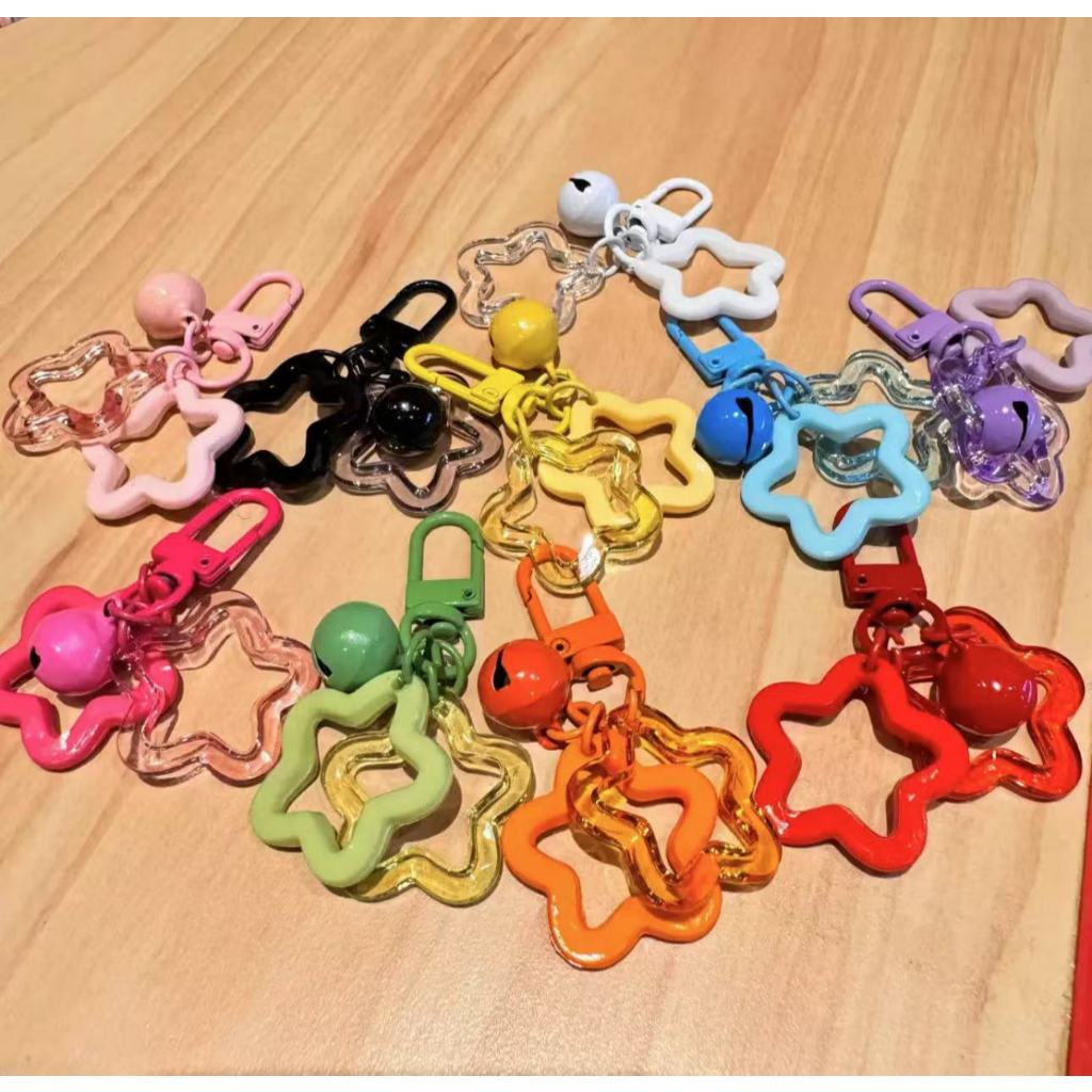 Acrílico Oco Estrela de Cinco Pontas Chaveiro Pingente Sino Decoração Colorido