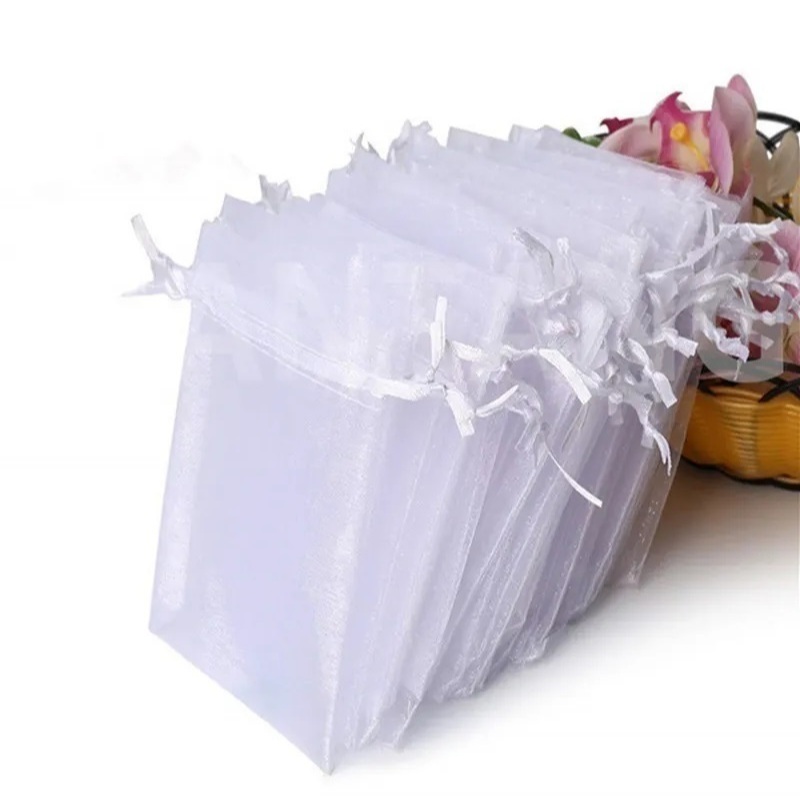 100 Un Saco Saquinho Organza 7x9 9x12 10x15 Branco Lembrancinhas Festa Casamento