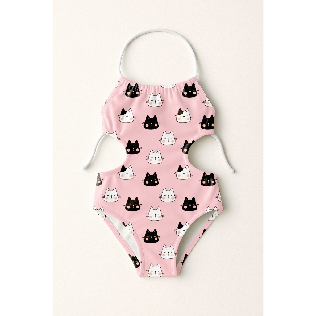 Maiô Infantil Frente Única Menina Feminino Moda Praia Natação Banho Estampas Pet Lovers Doguinhos e Gatinhos